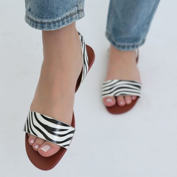 zebra print sandals flat